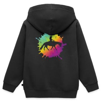 Westernreiten Westernreiter Pferdeliebhaber - Kinder Premium Organic Zip Hoodie - Schwarz - Hinten - AI Model Kid Male (0cm)