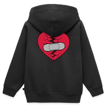 Pflaster Herz gebrochen - Kinder Premium Organic Zip Hoodie - Schwarz - Hinten - AI Model Kid Male (0cm)