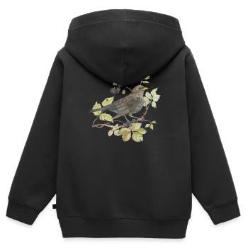 Blackbird on branch Loving watercolor drawing - Kids Premium Organic Zip-up Hoodie - black - Back - AI Model Kid Male (0cm)