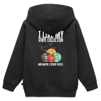 Vinyl Record Store And Vinyls LP Record Music - Kinder Premium Organic Zip Hoodie - Schwarz - Hinten - AI Model Kid Male (0cm)