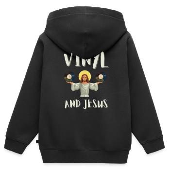 Vinyl Record Store And Vinyls LP Record Music - Kinder Premium Organic Zip Hoodie - Schwarz - Hinten - AI Model Kid Male (0cm)