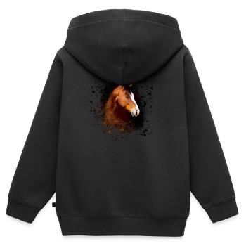 Haflinger, Pferd,Pony, Braun,beige, graffiti,braun - Kinder Premium Organic Zip Hoodie - Schwarz - Hinten - AI Model Kid Male (0cm)