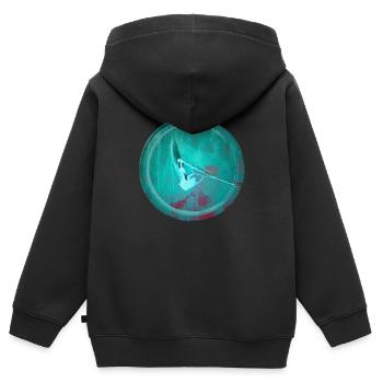 Windsurf wave - Kinder Premium Organic Zip Hoodie - Schwarz - Hinten - AI Model Kid Male (0cm)