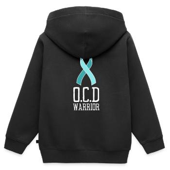 TocD Conscience du trouble obsessionnel-compulsif - Sweat Premium à capuche zippé enfant bio - noir - Dos - AI Model Kid Male (0cm)