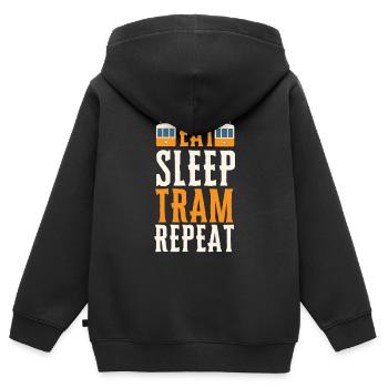 Tram Véhicule Train Tramway Trolley Téléphérique - Sweat Premium à capuche zippé enfant bio - noir - Dos - AI Model Kid Male (0cm)