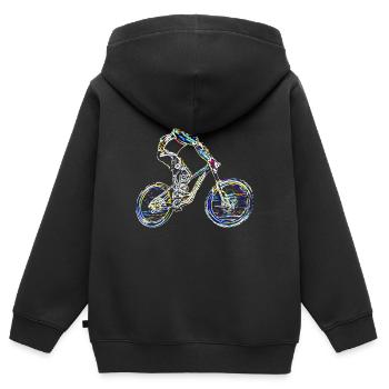 vtt mtb downhill - Sweat Premium à capuche zippé enfant bio - noir - Dos - AI Model Kid Male (0cm)