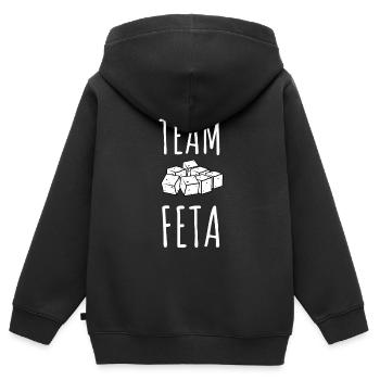 Feta Greek Feta Cheese Lover And Greek Foodlover - Kinder Premium Organic Zip Hoodie - Schwarz - Hinten - AI Model Kid Male (0cm)