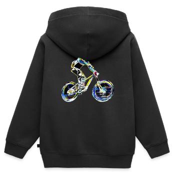 vtt mtb downhill - Sweat Premium à capuche zippé enfant bio - noir - Dos - AI Model Kid Male (0cm)