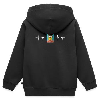 Haricots au lard Haricots en conserve et végétarien végétalien - Sweat Premium à capuche zippé enfant bio - noir - Dos - AI Model Kid Male (0cm)
