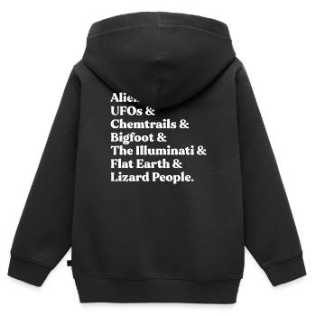 Pack de démarrage théories du complot - Sweat Premium à capuche zippé enfant bio - noir - Dos - AI Model Kid Male (0cm)
