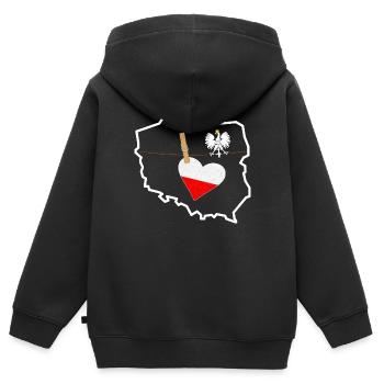 Ma maison - Pologne - Sweat Premium à capuche zippé enfant bio - noir - Dos - AI Model Kid Male (0cm)