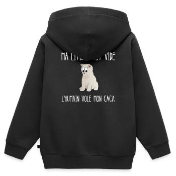 ma litière est vide - Sweat Premium à capuche zippé enfant bio - noir - Dos - AI Model Kid Male (0cm)