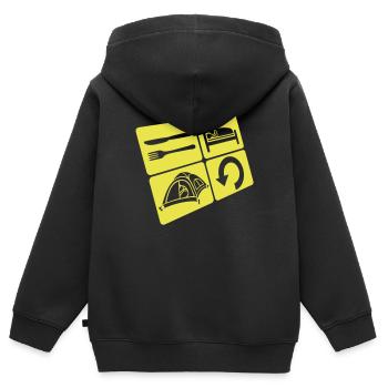 Draußen übernachten täglich wiederholen - Kinder Premium Organic Zip Hoodie - Schwarz - Hinten - AI Model Kid Male (0cm)