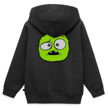 Haariges Monster skeptisches Gesicht - Kinder Premium Organic Zip Hoodie - Schwarz - Hinten - AI Model Kid Male (0cm)
