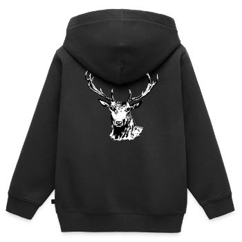 Hirsch - Kinder Premium Organic Zip Hoodie - Schwarz - Hinten - AI Model Kid Male (0cm)