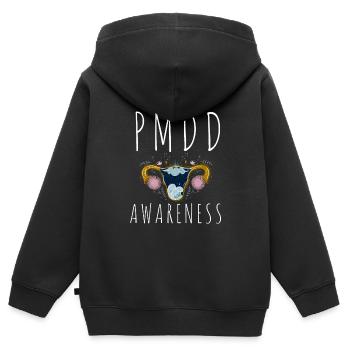 PMDD Awareness Premenstrual Syndrome Menstrual - Kids Premium Organic Zip-up Hoodie - black - Back - AI Model Kid Male (0cm)
