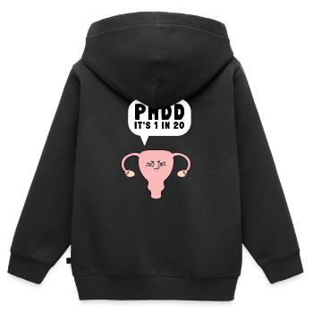 PMDD Awareness Premenstrual Syndrome Menstrual - Kids Premium Organic Zip-up Hoodie - black - Back - AI Model Kid Male (0cm)