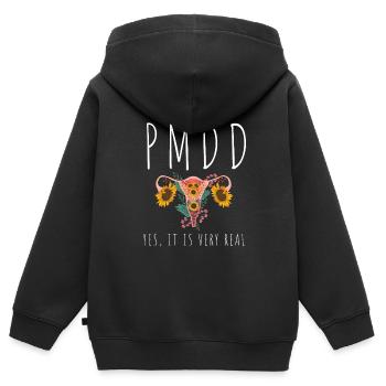 PMDD Awareness Premenstrual Syndrome Menstrual - Kids Premium Organic Zip-up Hoodie - black - Back - AI Model Kid Male (0cm)