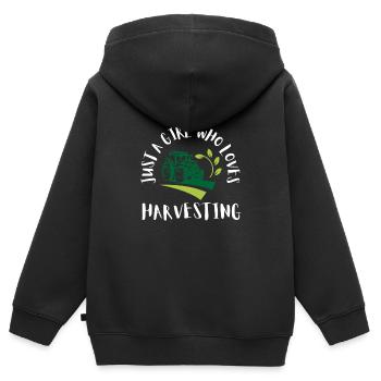 Farming Combine Harvester Driver Agriculture - Kinder Premium Organic Zip Hoodie - Schwarz - Hinten - AI Model Kid Male (0cm)