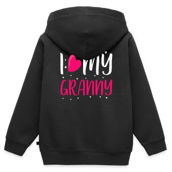 ich liebe meine Oma Geschenk I love my granny - Kinder Premium Organic Zip Hoodie - Schwarz - Hinten - AI Model Kid Male (0cm)