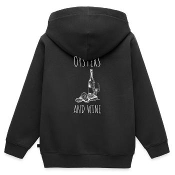 Huîtres écaillées fruits de mer et pelleteuse de palourdes - Sweat Premium à capuche zippé enfant bio - noir - Dos - AI Model Kid Male (0cm)