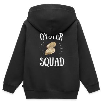 Huîtres écaillées fruits de mer et pelleteuse de palourdes - Sweat Premium à capuche zippé enfant bio - noir - Dos - AI Model Kid Male (0cm)