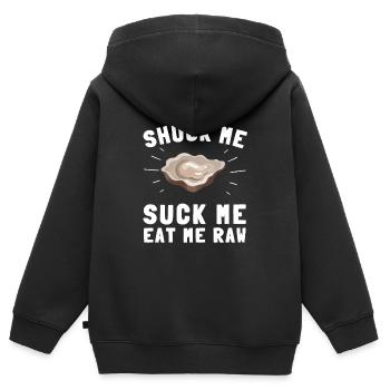 Huîtres écaillées fruits de mer et pelleteuse de palourdes - Sweat Premium à capuche zippé enfant bio - noir - Dos - AI Model Kid Male (0cm)