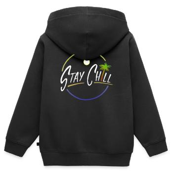 Stay Chill - Sweat Premium à capuche zippé enfant bio - noir - Dos - AI Model Kid Male (0cm)