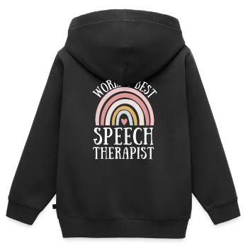 Speech Language Pathologist Speech Therapy SLP - Kinder Premium Organic Zip Hoodie - Schwarz - Hinten - AI Model Kid Male (0cm)
