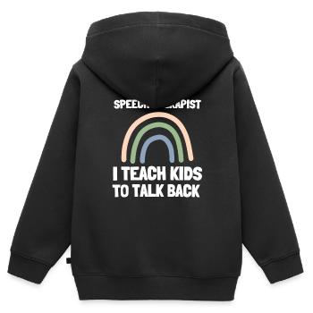 Speech Language Pathologist Speech Therapy SLP - Kinder Premium Organic Zip Hoodie - Schwarz - Hinten - AI Model Kid Male (0cm)