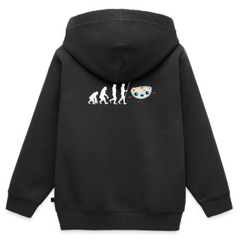 Bouillie céréales Grits Kasha Upma Riz et avoine - Sweat Premium à capuche zippé enfant bio - noir - Dos - AI Model Kid Male (0cm)