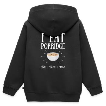 Bouillie céréales Grits Kasha Upma Riz et avoine - Sweat Premium à capuche zippé enfant bio - noir - Dos - AI Model Kid Male (0cm)