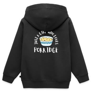 Bouillie céréales Grits Kasha Upma Riz et avoine - Sweat Premium à capuche zippé enfant bio - noir - Dos - AI Model Kid Male (0cm)