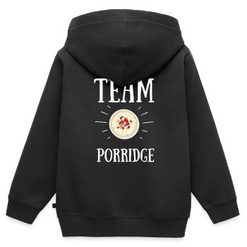 Bouillie céréales Grits Kasha Upma Riz et avoine - Sweat Premium à capuche zippé enfant bio - noir - Dos - AI Model Kid Male (0cm)