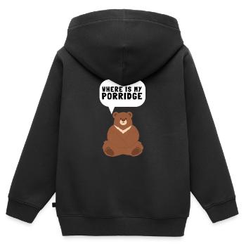 Bouillie céréales Grits Kasha Upma Riz et avoine - Sweat Premium à capuche zippé enfant bio - noir - Dos - AI Model Kid Male (0cm)