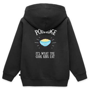 Bouillie céréales Grits Kasha Upma Riz et avoine - Sweat Premium à capuche zippé enfant bio - noir - Dos - AI Model Kid Male (0cm)