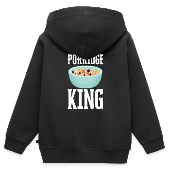 Bouillie céréales Grits Kasha Upma Riz et avoine - Sweat Premium à capuche zippé enfant bio - noir - Dos - AI Model Kid Male (0cm)