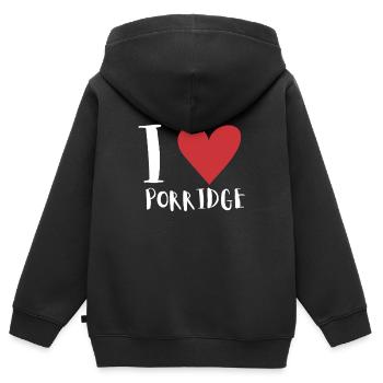 Bouillie céréales Grits Kasha Upma Riz et avoine - Sweat Premium à capuche zippé enfant bio - noir - Dos - AI Model Kid Male (0cm)