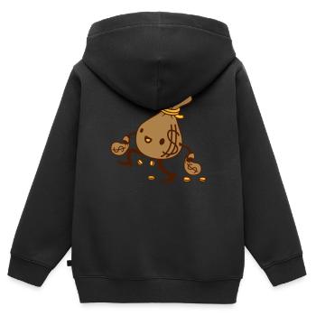 Happy Walking Money Bag Comic - Kids Premium Organic Zip-up Hoodie - black - Back - AI Model Kid Male (0cm)