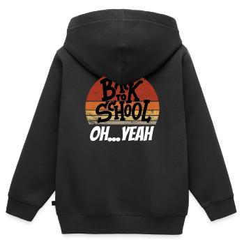 Back to School OH YEAH - Sweat Premium à capuche zippé enfant bio - noir - Dos - AI Model Kid Male (0cm)