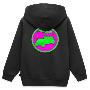 Fancy Golfcar - Kinder Premium Organic Zip Hoodie - Schwarz - Hinten - AI Model Kid Male (0cm)