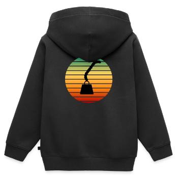 Aimant de pêche Aimant Fisher Pêcheur - Sweat Premium à capuche zippé enfant bio - noir - Dos - AI Model Kid Male (0cm)