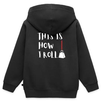 Aimant de pêche Aimant Fisher Pêcheur - Sweat Premium à capuche zippé enfant bio - noir - Dos - AI Model Kid Male (0cm)
