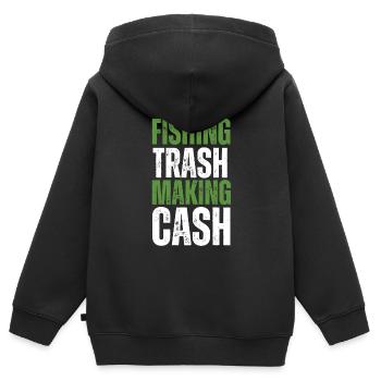 Aimant de pêche Aimant Fisher Pêcheur - Sweat Premium à capuche zippé enfant bio - noir - Dos - AI Model Kid Male (0cm)