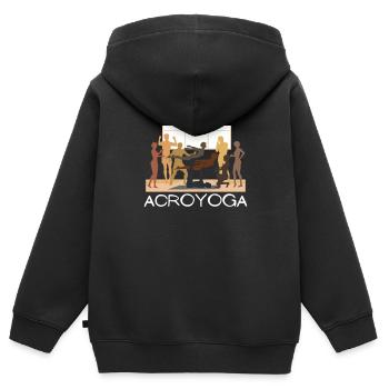Acroyoga Manual Acro Yoga Yogi - Kinder Premium Organic Zip Hoodie - Schwarz - Hinten - AI Model Kid Male (0cm)