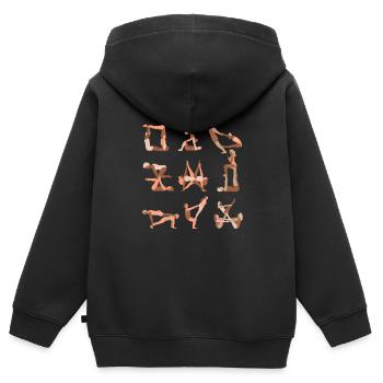 Acroyoga Manual Acro Yoga Yogi - Kinder Premium Organic Zip Hoodie - Schwarz - Hinten - AI Model Kid Male (0cm)