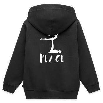 Acroyoga Manual Acro Yoga Yogi - Kinder Premium Organic Zip Hoodie - Schwarz - Hinten - AI Model Kid Male (0cm)