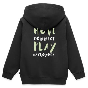 Acroyoga Manual Acro Yoga Yogi - Kinder Premium Organic Zip Hoodie - Schwarz - Hinten - AI Model Kid Male (0cm)
