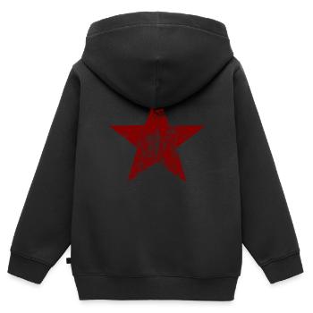 Stern - Rot - Kinder Premium Organic Zip Hoodie - Schwarz - Hinten - AI Model Kid Male (0cm)