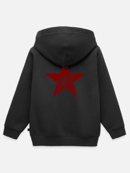 Stern - Rot - Kinder Premium Organic Zip Hoodie - Schwarz